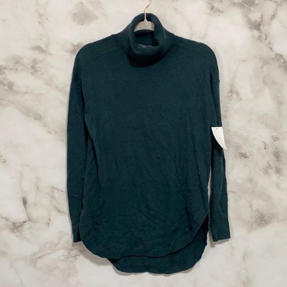 Chelsea28 Dark Green Turtleneck Slit Side Sweater - Picture 3 of 9